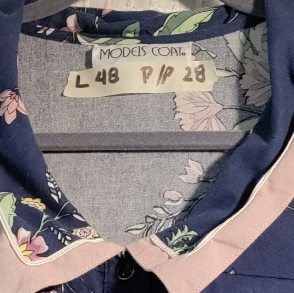 Vintage Models House coat Blue with Pink flowers